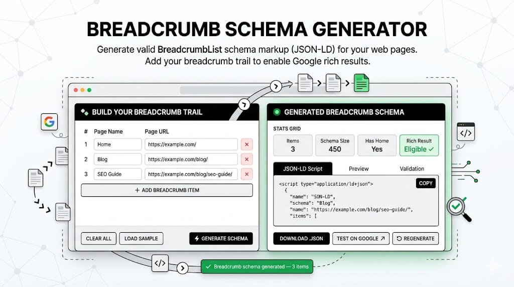 BreadCrumb Schema Generator – Free JSON-LD Tool Online