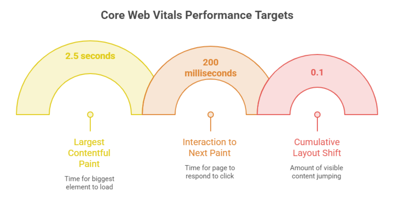 Speedometer representing website load time and performance