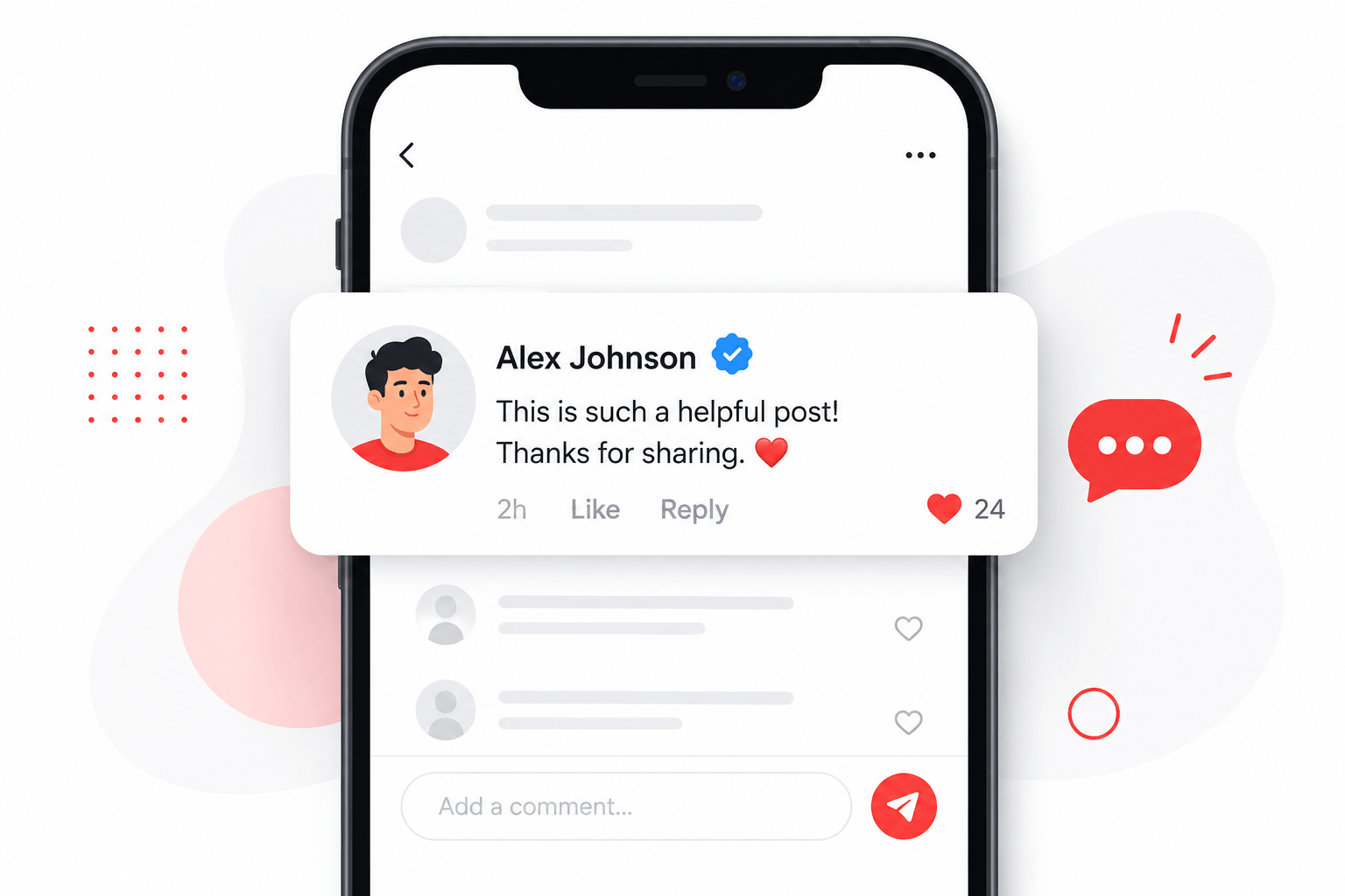 Instagram Comment Generator tool interface showing a realistic comment mockup preview
