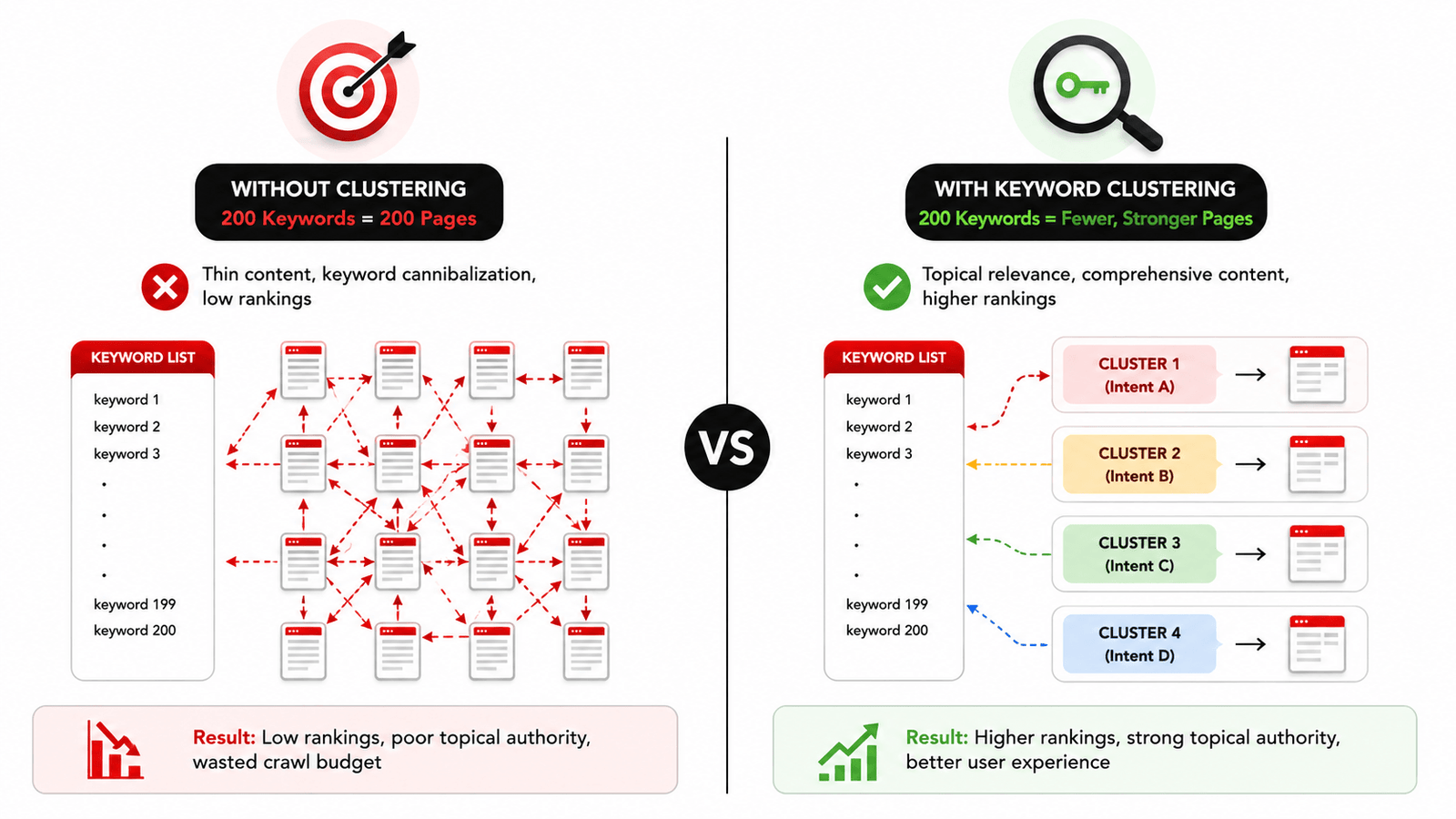 Organizing keywords into clusters for SEO strategy